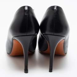Pre Owned Celine Black Leather V Neck Pumps Size 38