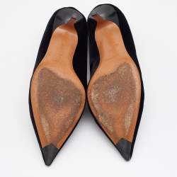 Pre Owned حذاء كعب عالي سيلين قطيفة أسود رقبة حرف في مقدمة مدببة مقاس 40