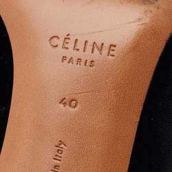 Pre Owned حذاء كعب عالي سيلين قطيفة أسود رقبة حرف في مقدمة مدببة مقاس 40