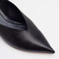 Pre Owned Celine Black Leather V Neck Slingback Sandals Size 39