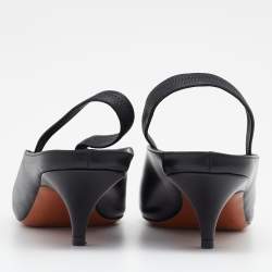 Pre Owned Celine Black Leather V Neck Slingback Sandals Size 39