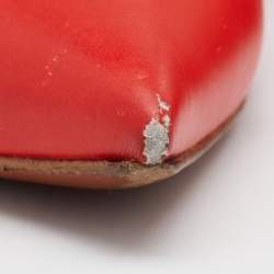 Pre Owned Celine Red Leather V Neck Slingback Sandals Size 40