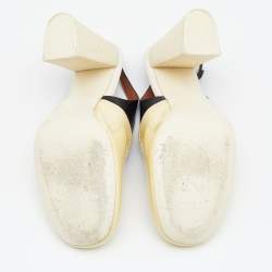 Celine Cream/Black Patent And Leather Slingback Sandals Size 38