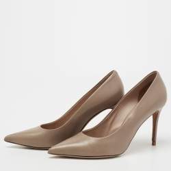 Pre Owned Celine Beige Leather Pointed-Toe Pumps Size 38.5