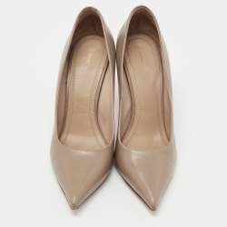 Pre Owned Celine Beige Leather Pointed-Toe Pumps Size 38.5