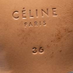 Pre Owned حذاء كعب عالي سيلين جلد أسود/بيج فتحة كعب مقاس 36