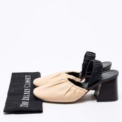 Pre Owned حذاء كعب عالي سيلين جلد أسود/بيج فتحة كعب مقاس 36