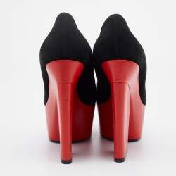 Pre Owned Celine Black Suede Color Block Platform Pumps Size 41