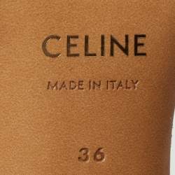 Pre Owned Celine Silver Leather Ankle Strap Pumps Size 36