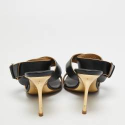 Pre Owned Celine Black Leather Ankle Wrap Sandals Size 40
