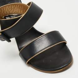 Pre Owned Celine Black Leather Ankle Wrap Sandals Size 40