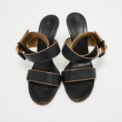 Pre Owned Celine Black Leather Ankle Wrap Sandals Size 40