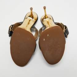 Pre Owned Celine Black Leather Ankle Wrap Sandals Size 40