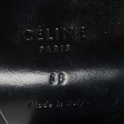 Pre Owned Celine Black Leather Zipper Wedge Boots Size 38