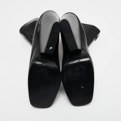 Pre Owned Celine Black Leather Zipper Wedge Boots Size 38