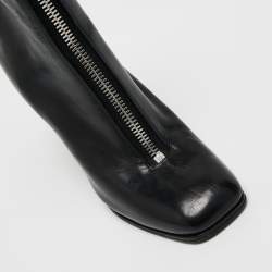 Pre Owned Celine Black Leather Zipper Wedge Boots Size 38