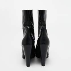 Pre Owned Celine Black Leather Zipper Wedge Boots Size 38