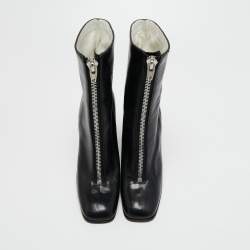 Pre Owned Celine Black Leather Zipper Wedge Boots Size 38