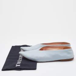 مملوكة مسبقًا Celine Light Blue Leather V-Neck Ballet Flats Size 38