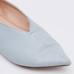مملوكة مسبقًا Celine Light Blue Leather V-Neck Ballet Flats Size 38
