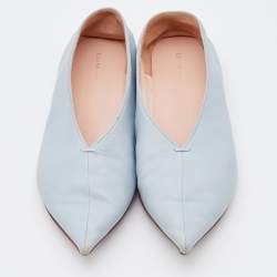 مملوكة مسبقًا Celine Light Blue Leather V-Neck Ballet Flats Size 38