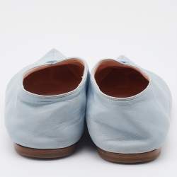 مملوكة مسبقًا Celine Light Blue Leather V-Neck Ballet Flats Size 38
