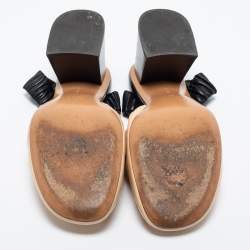 Pre Owned Celine Beige/Black Leather Slingback Pumps Size 39