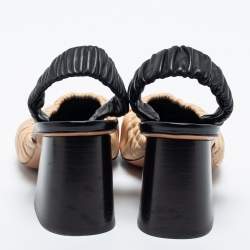 Pre Owned Celine Beige/Black Leather Slingback Pumps Size 39