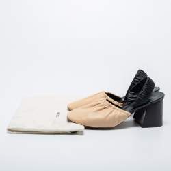 Pre Owned Celine Beige/Black Leather Slingback Pumps Size 39