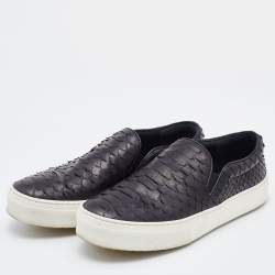 Celine Black Python Leather Slip On Sneakers Size 37