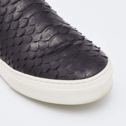 Celine Black Python Leather Slip On Sneakers Size 37