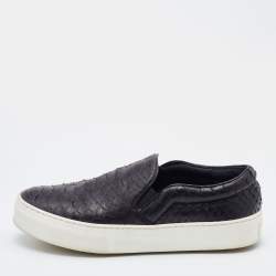 Celine Black Python Leather Slip On Sneakers Size 37