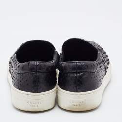 Celine Black Python Leather Slip On Sneakers Size 37