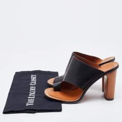 Celine Black Leather Toe Ring Slide Sandals Size 37