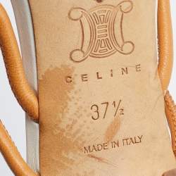 Pre Owned Celine White Leather Buckle Detail Strappy Slide Sandals Size 37.5