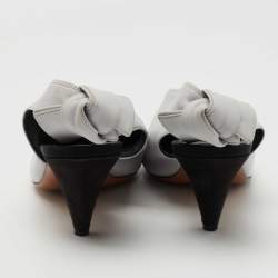Pre Owned Celine White Leather Slingback  Pumps Size 37.5