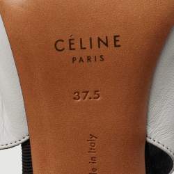 Pre Owned Celine White Leather Slingback  Pumps Size 37.5