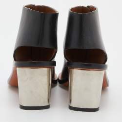 Pre Owned Celine Black Leather Zip Up Open Toe Booties Size 37