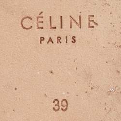 Pre Owned Celine Burgundy Leather Espadrille Wedge Sandals Size 39