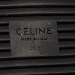 Pre Owned Celine Brown Printed Suede and Shearling Fur Triomphe Flat Mules Size 39.5