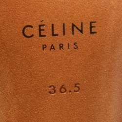 Pre Owned Celine Grey Leather V Neck Pointed Toe Pumps Size 36.5 