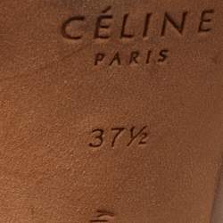 Pre Owned Celine Brown Leather Block Heel Pumps Size 37.5