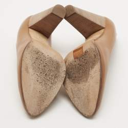 Pre Owned Celine Brown Leather Block Heel Pumps Size 37.5