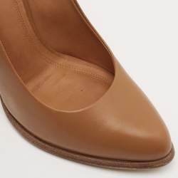Pre Owned Celine Brown Leather Block Heel Pumps Size 37.5