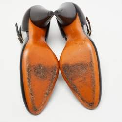 Pre Owned Celine Black Leather T-Strap Pumps Size 38