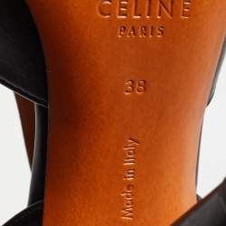 Pre Owned Celine Black Leather T-Strap Pumps Size 38
