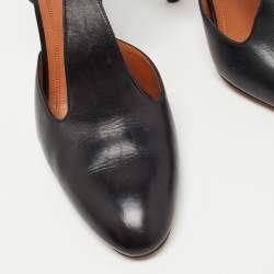 Pre Owned Celine Black Leather T-Strap Pumps Size 38