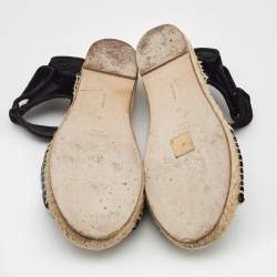 Pre Owned Celine Black Velvet Velcro Strap Espadrille Sandals Size 40