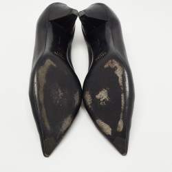 Pre Owned Celine Black Leather V Neck Pointed Toe Pumps Size 41