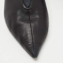 Pre Owned Celine Black Leather V Neck Pointed Toe Pumps Size 41